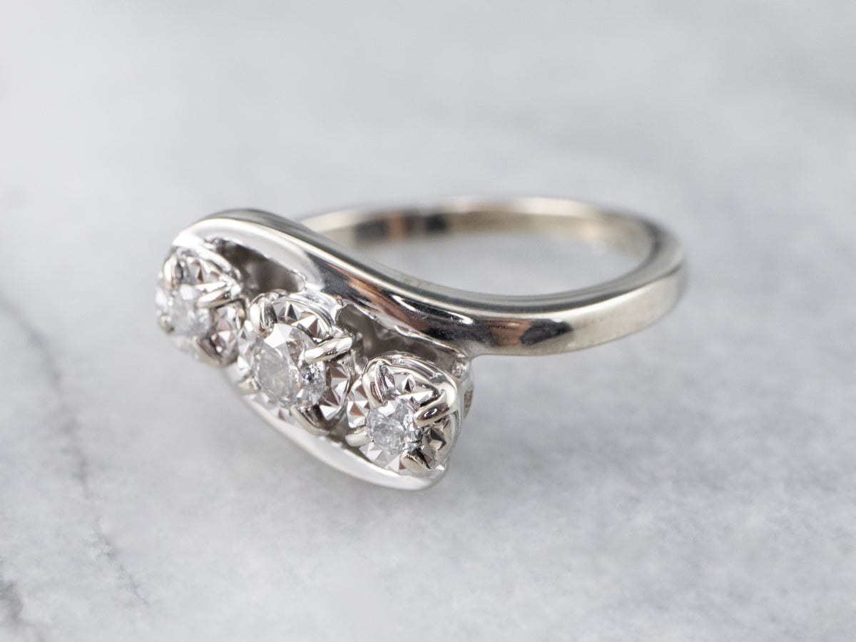 White Gold Diamond Bypass Anniversary or Engagement Ring