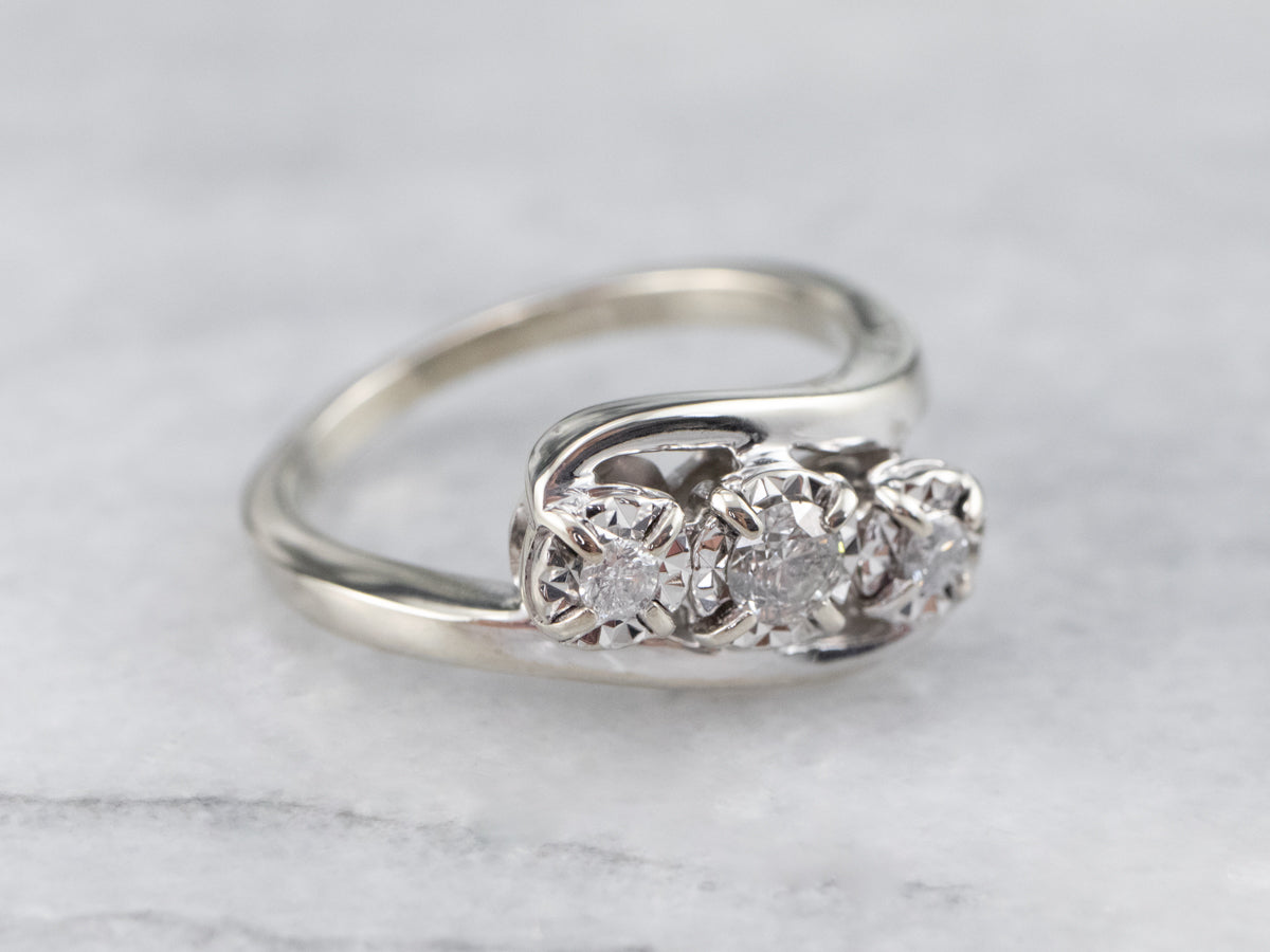 White Gold Diamond Bypass Anniversary or Engagement Ring