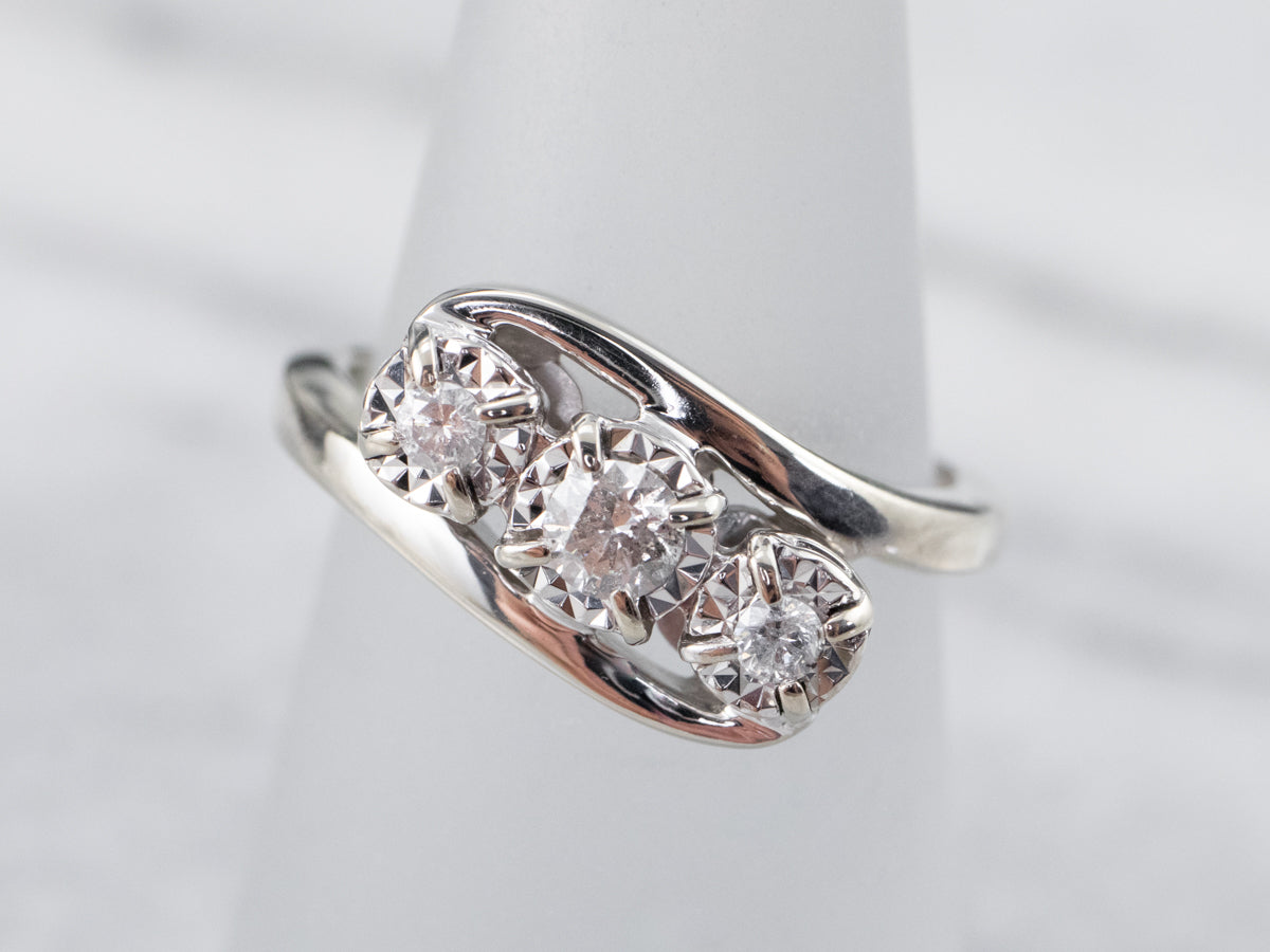 White Gold Diamond Bypass Anniversary or Engagement Ring