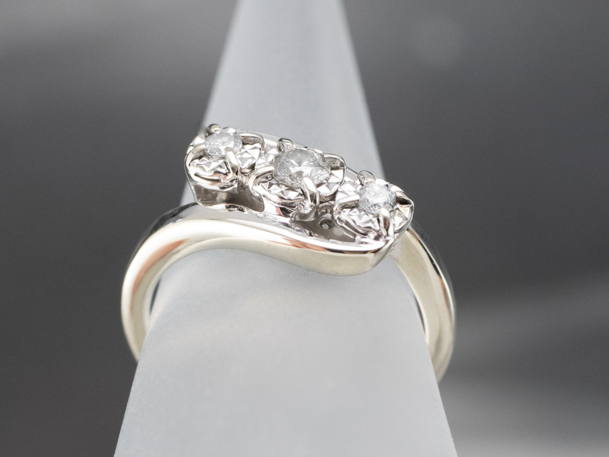 White Gold Diamond Bypass Anniversary or Engagement Ring