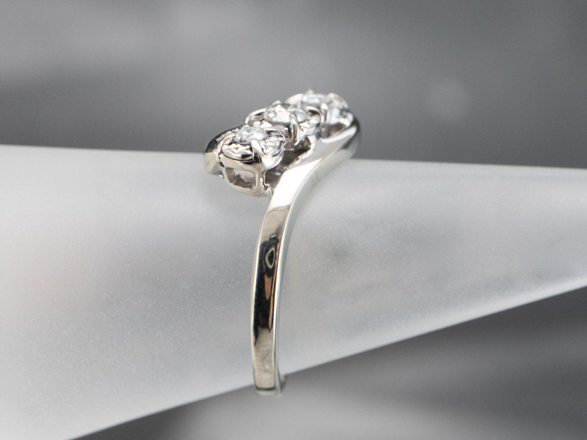 White Gold Diamond Bypass Anniversary or Engagement Ring