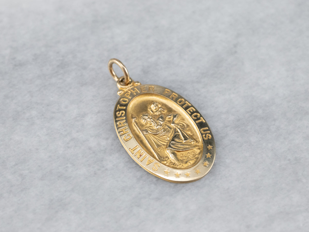 Gold Saint Christopher Medallion