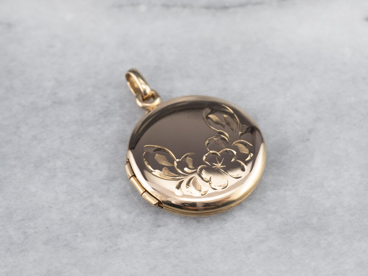 Sweet Round Gold Flower Locket