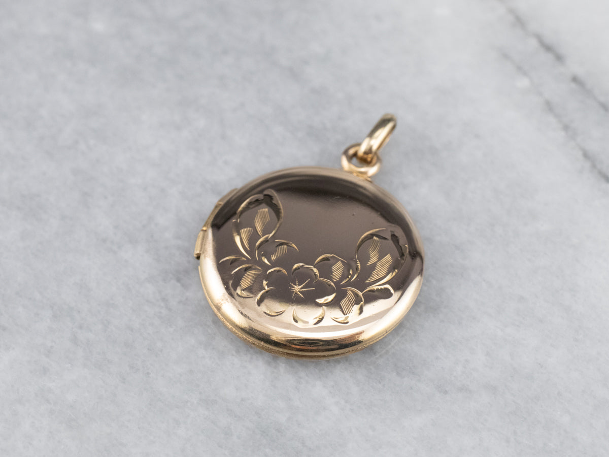 Sweet Round Gold Flower Locket