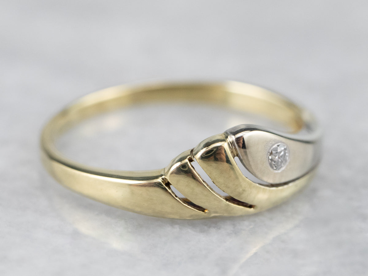 Two Tone Gold Sweeping Diamond Band