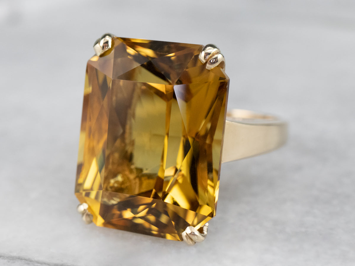 Fantastic Vintage Citrine Cocktail Ring