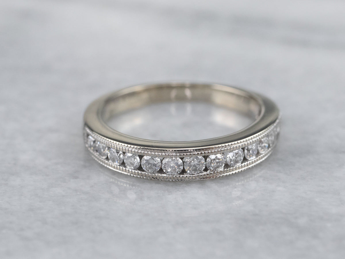 Channel Set White Gold Diamond Band