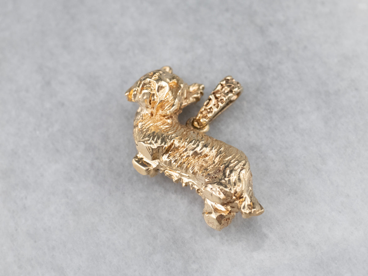 Vintage Gold Yorkshire Terrier Charm