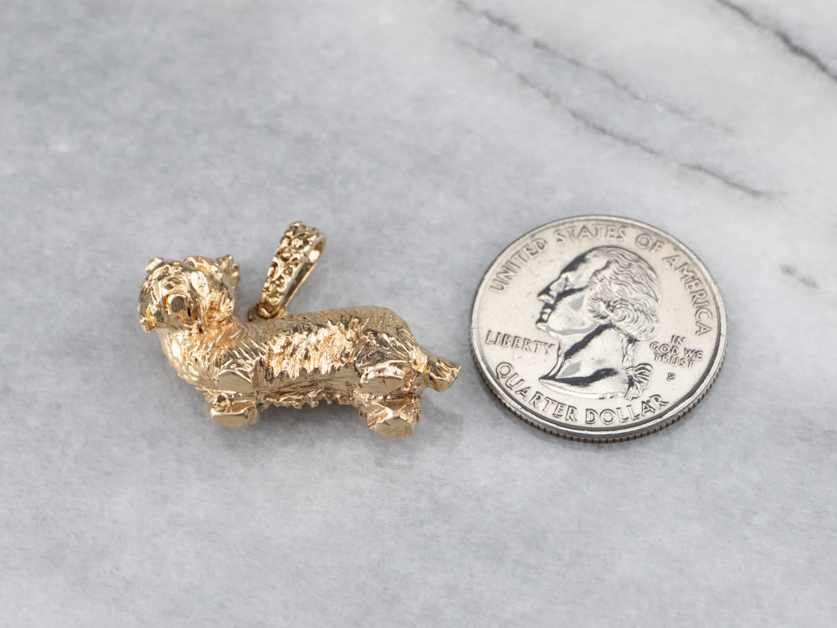 Vintage Gold Yorkshire Terrier Charm