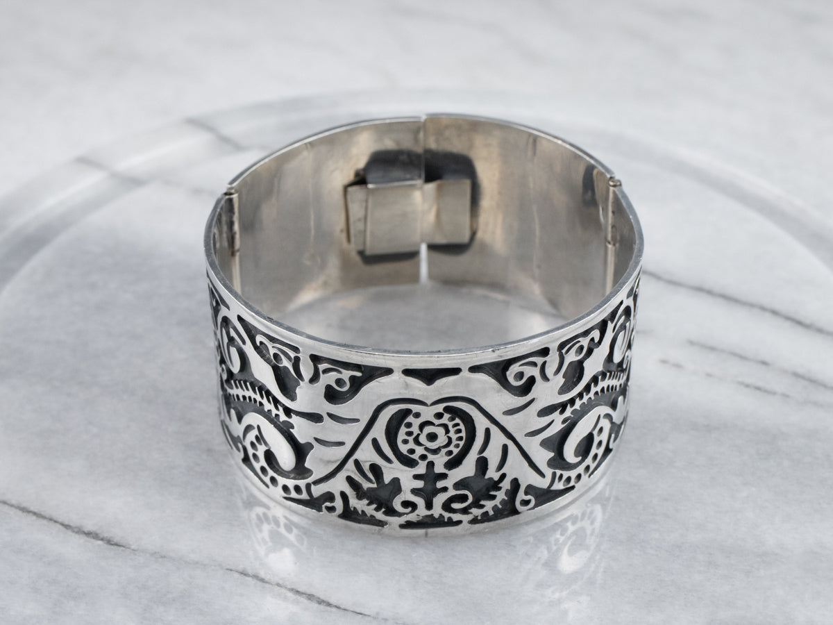 Mexican Sterling Silver Patterned Bracelet