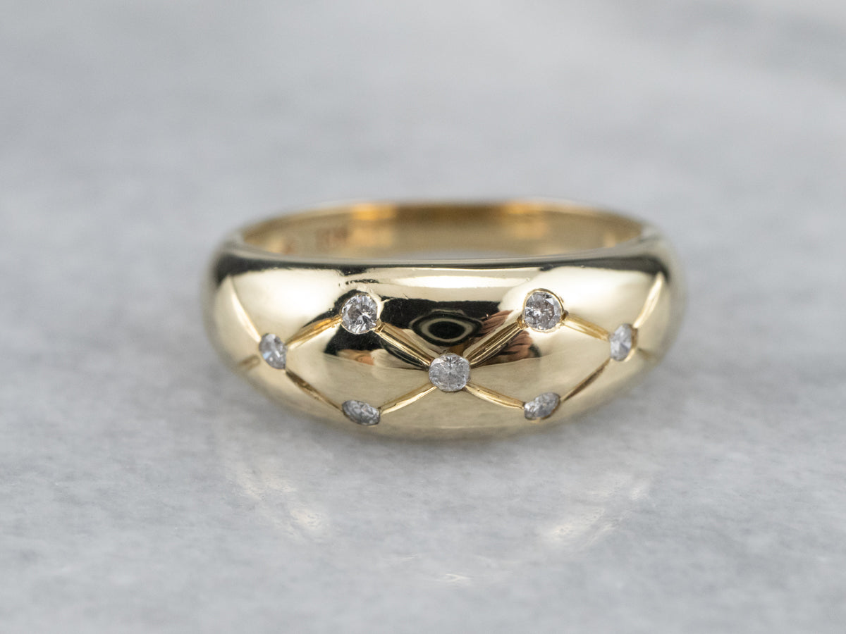 Vintage Gold Diamond Pattern Band