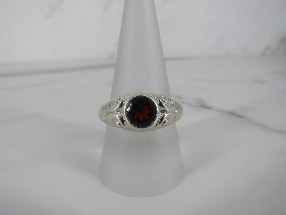 Bezel Set Garnet Solitaire Ring