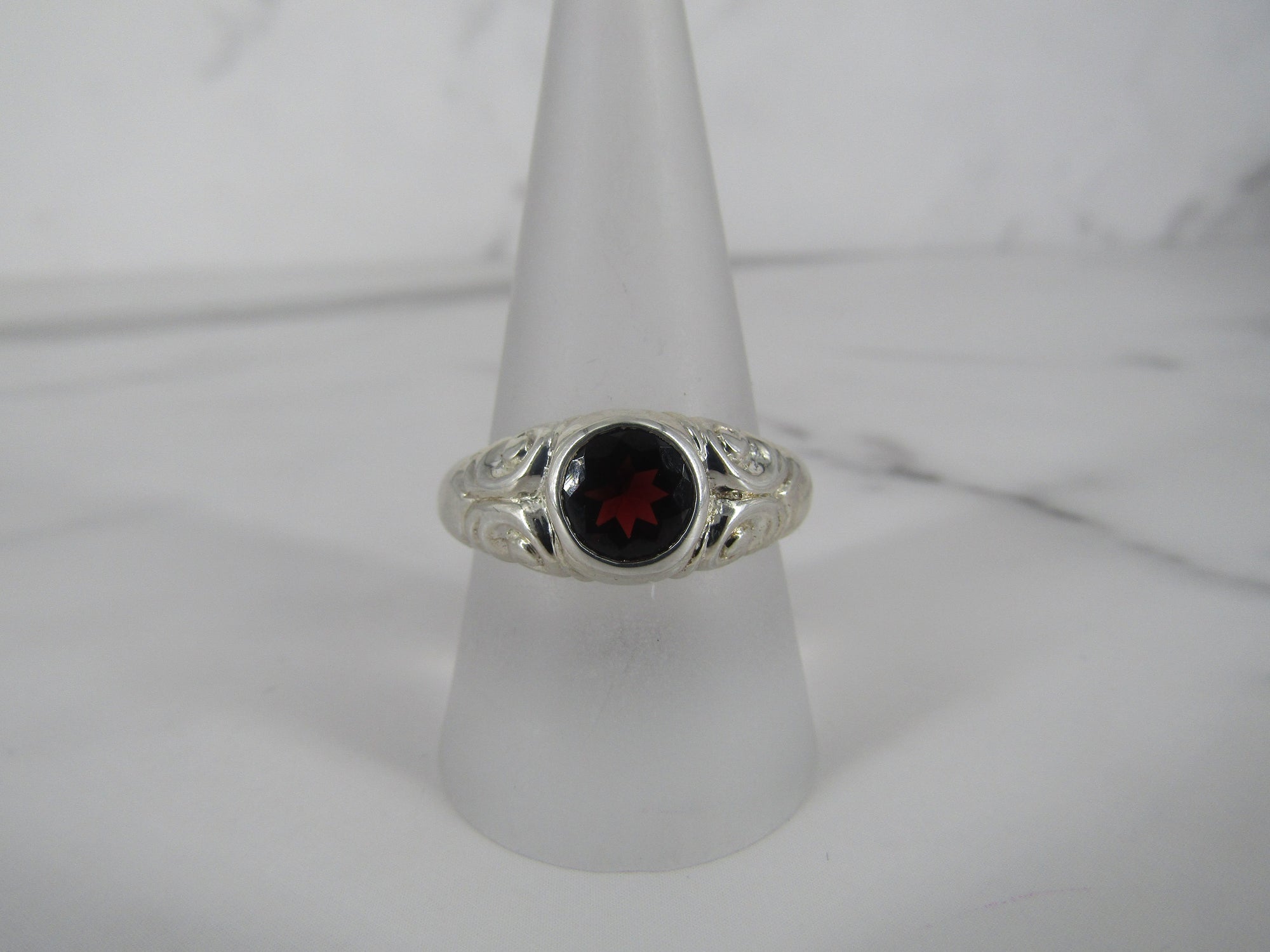 Bezel Set Garnet Solitaire Ring