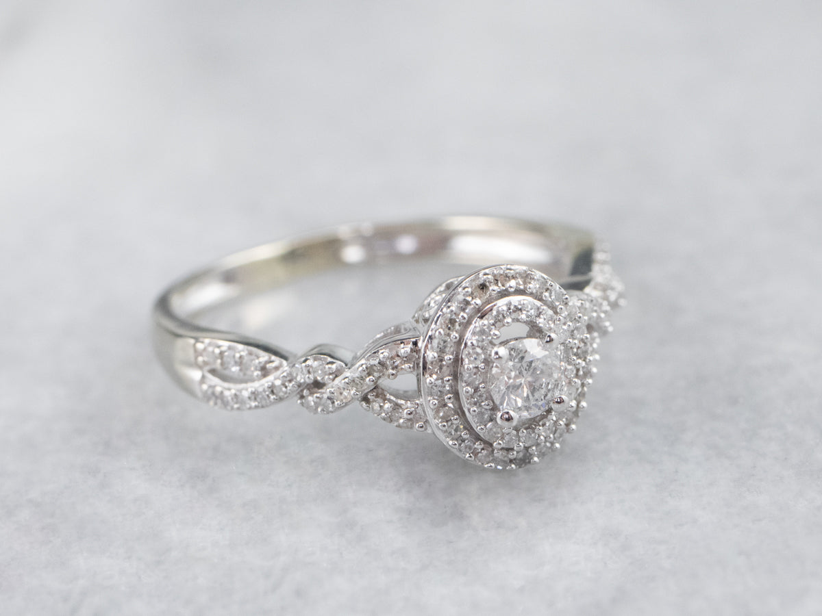 Looping Diamond Halo Engagement Ring