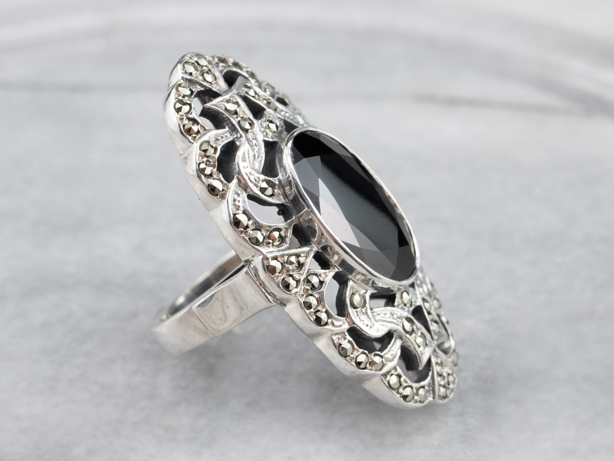 Louis Vuitton LV Onyx Signet Ring - Palladium-Plated Cocktail Ring