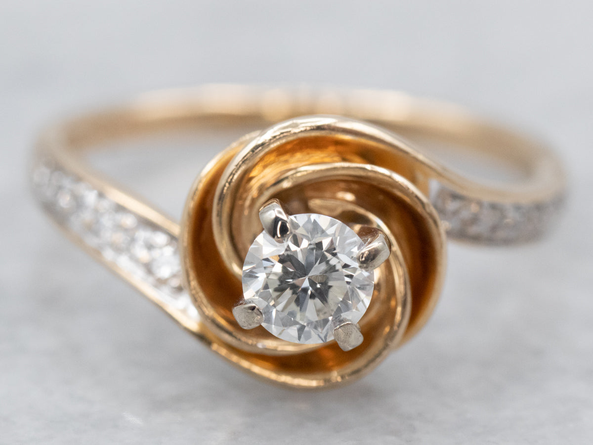 Golden Spiral Diamond Engagement Ring