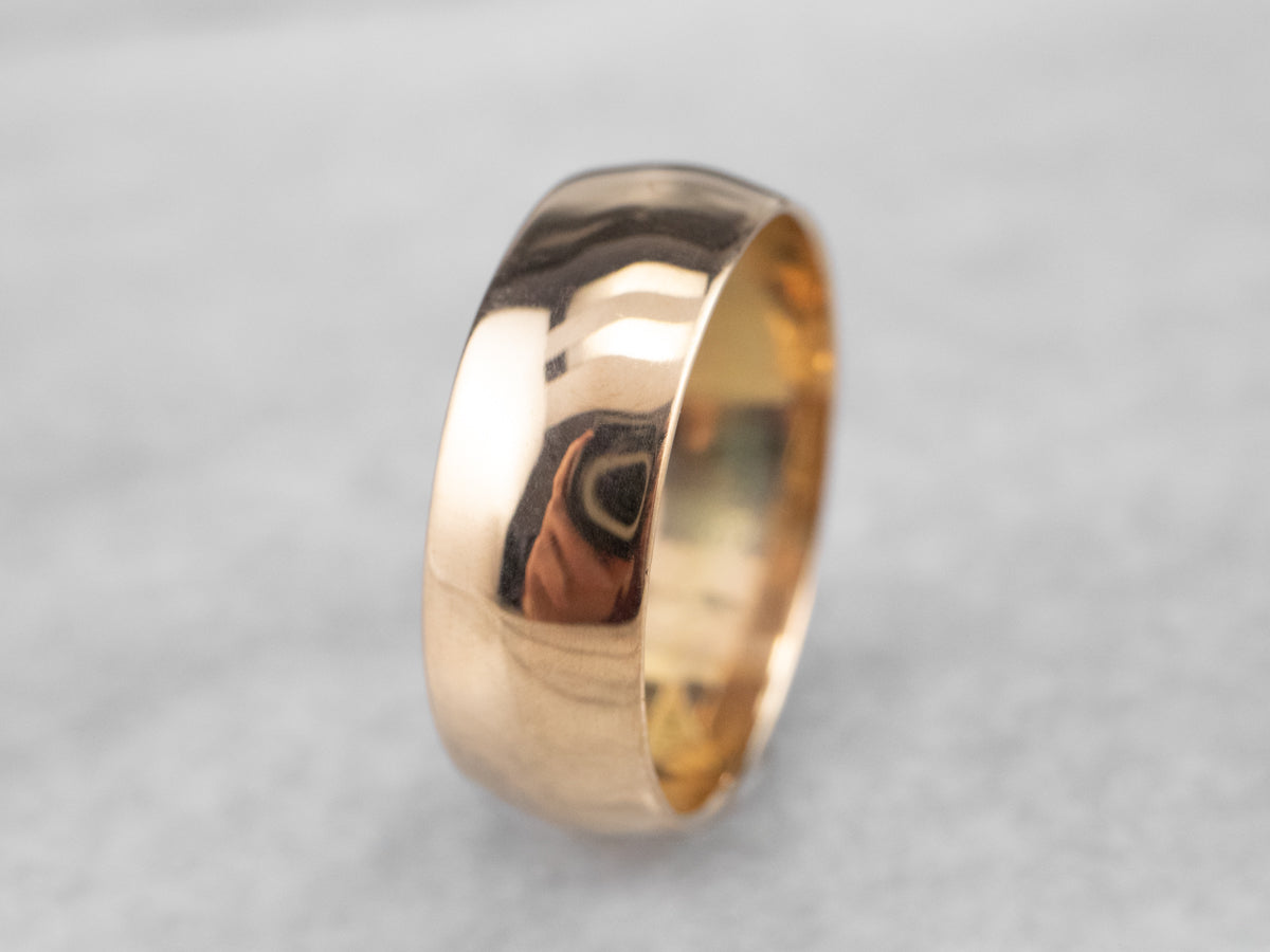 Unisex 18K Gold Plain Wedding Band