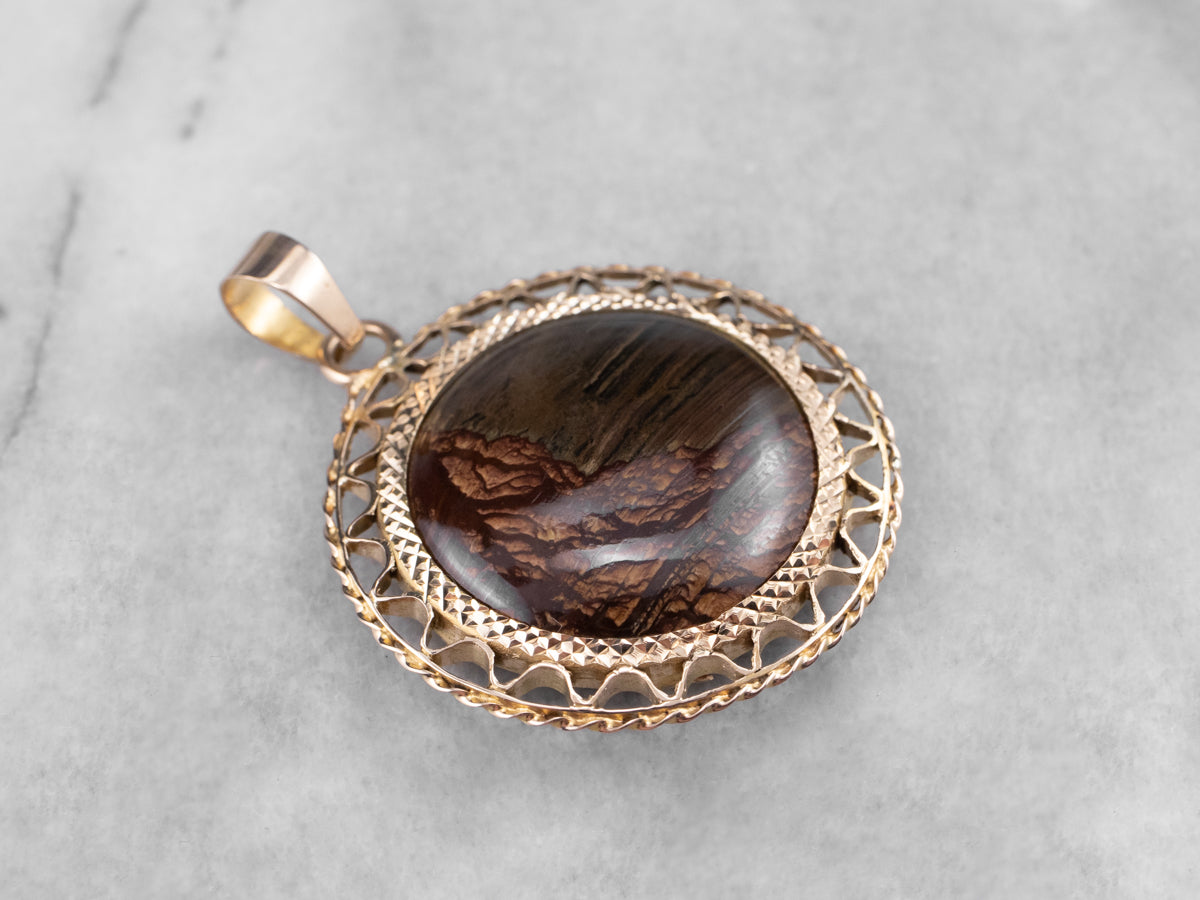 Gold Filigree Agate Pendant