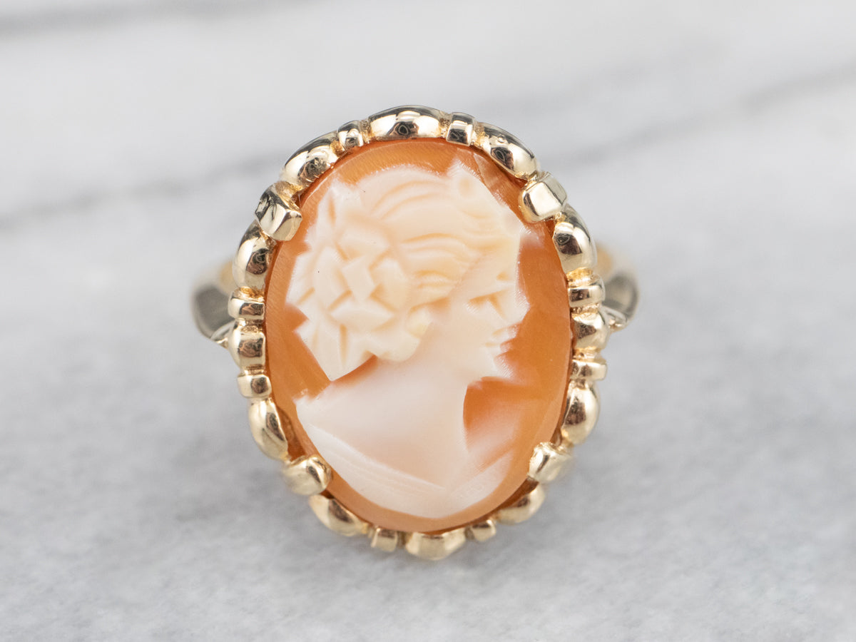 Vintage Gold Cameo Cocktail Ring