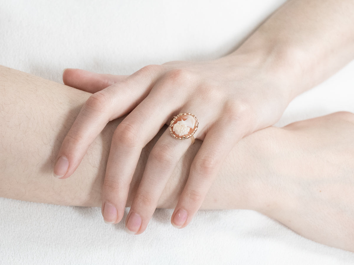 Vintage Gold Cameo Cocktail Ring