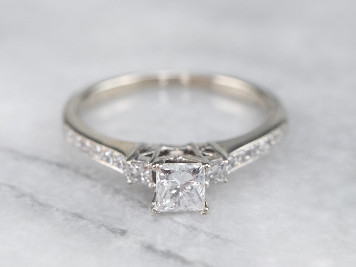 Modern White Gold Princess Cut Diamond Engagement Ring