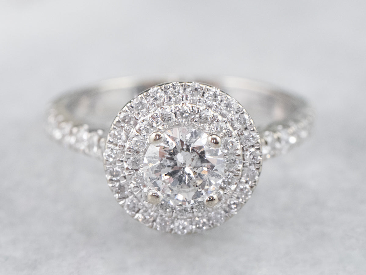 Modern Diamond Double Halo Engagement Ring