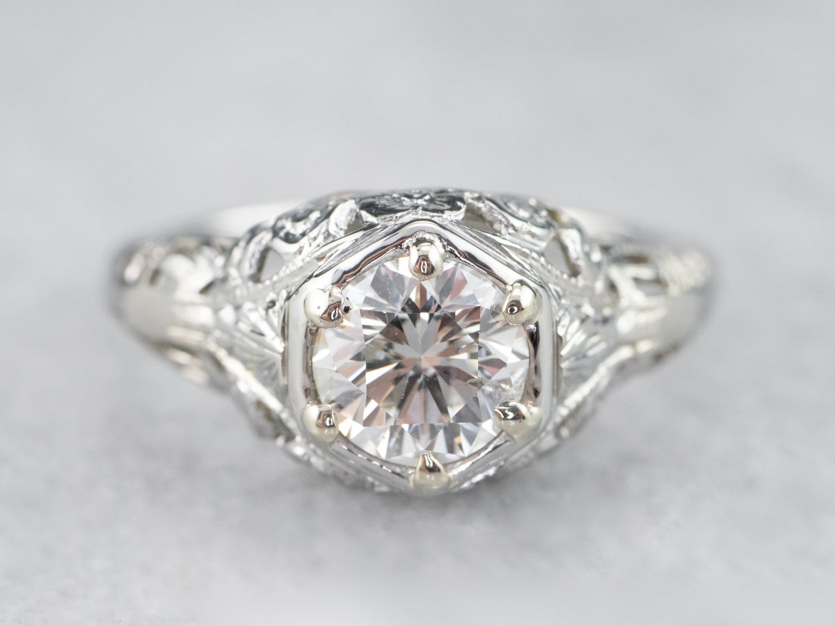 Stunning Art Deco Diamond Solitaire Engagement Ring