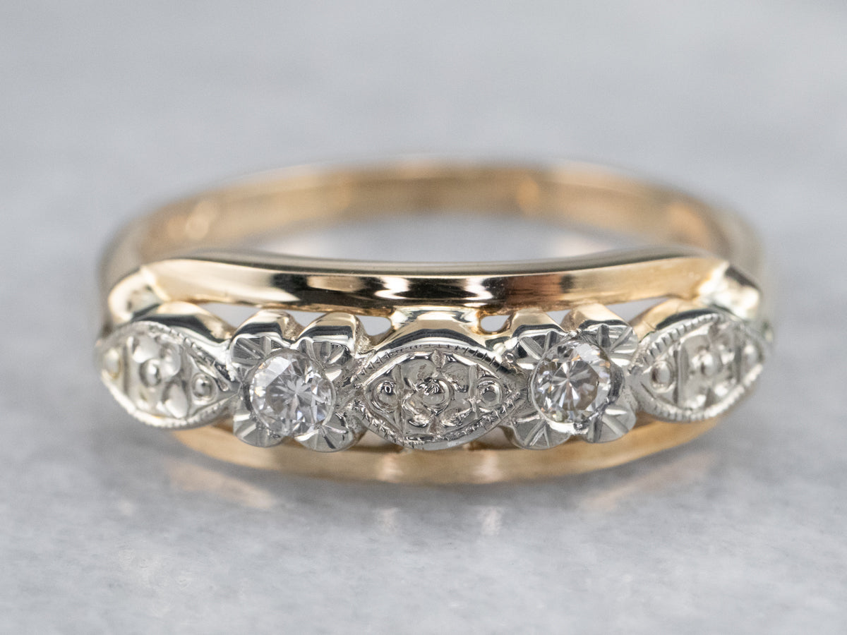 Retro Era Two Tone Diamond Band