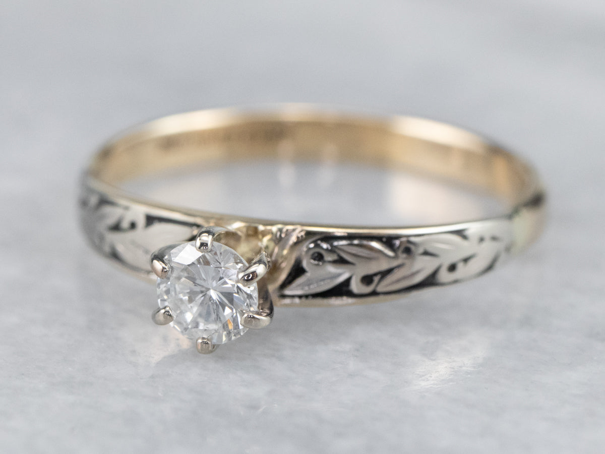 Botanical Diamond Solitaire Engagement Ring