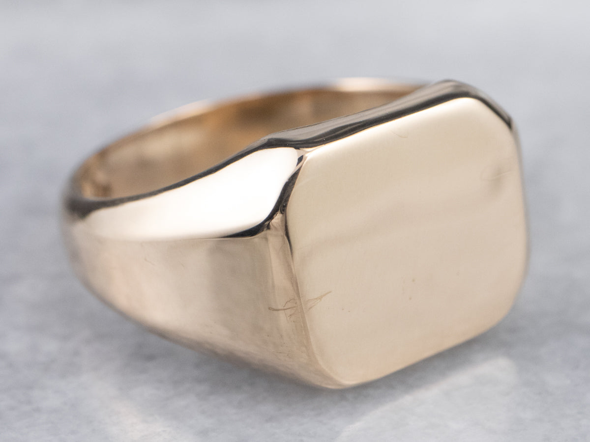 Unisex Vintage Gold Signet Ring