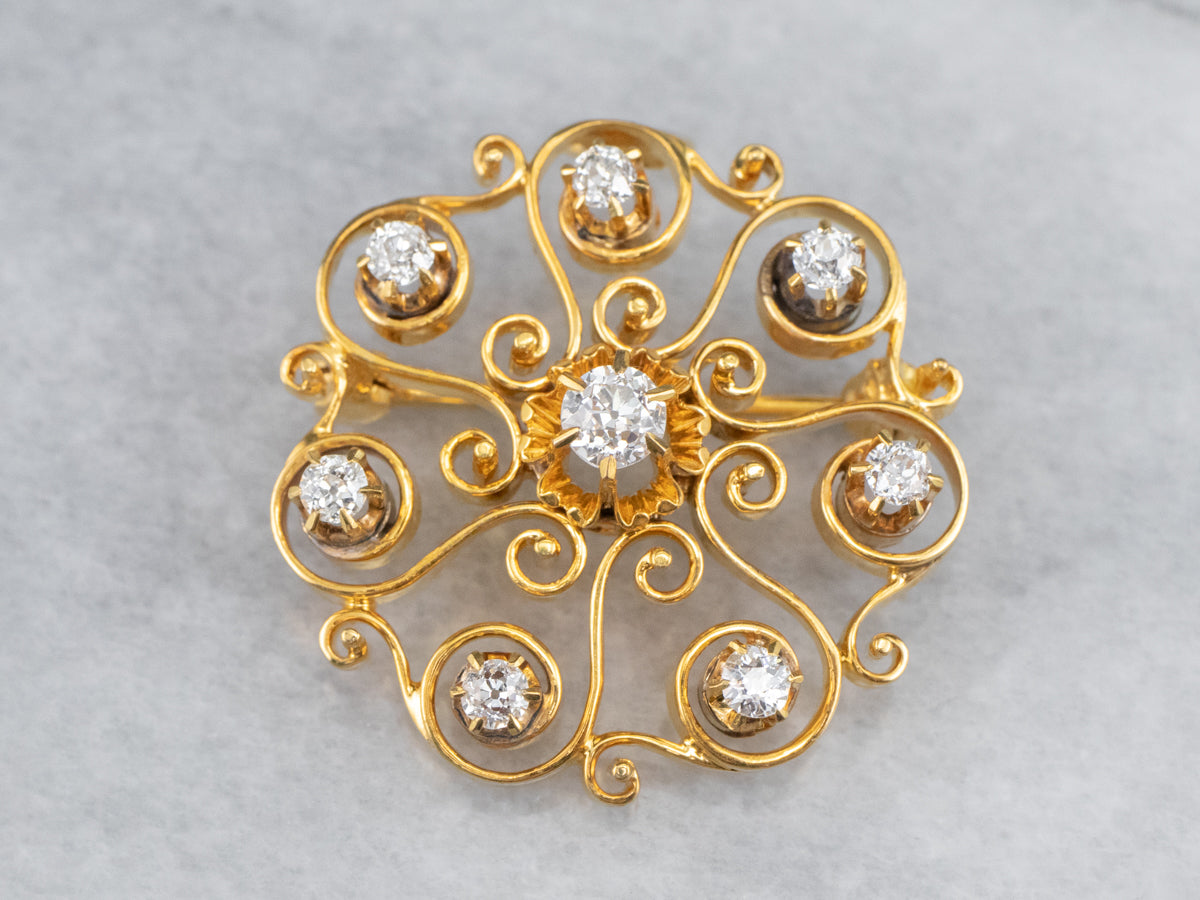 Vintage Buttercup Diamond Brooch or Pendant