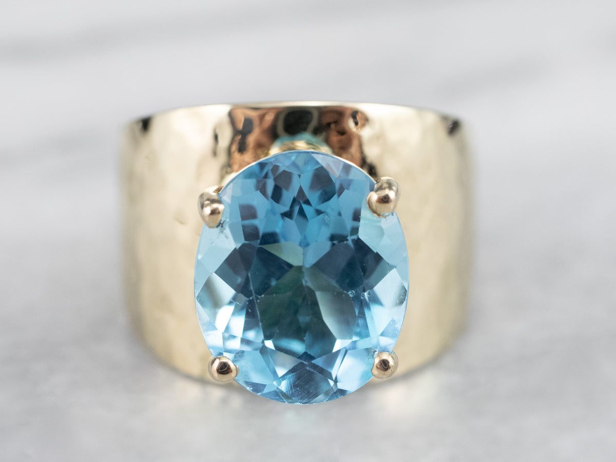 Blue Topaz and Gold Statement Ring