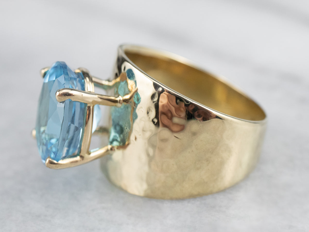 Blue Topaz and Gold Statement Ring