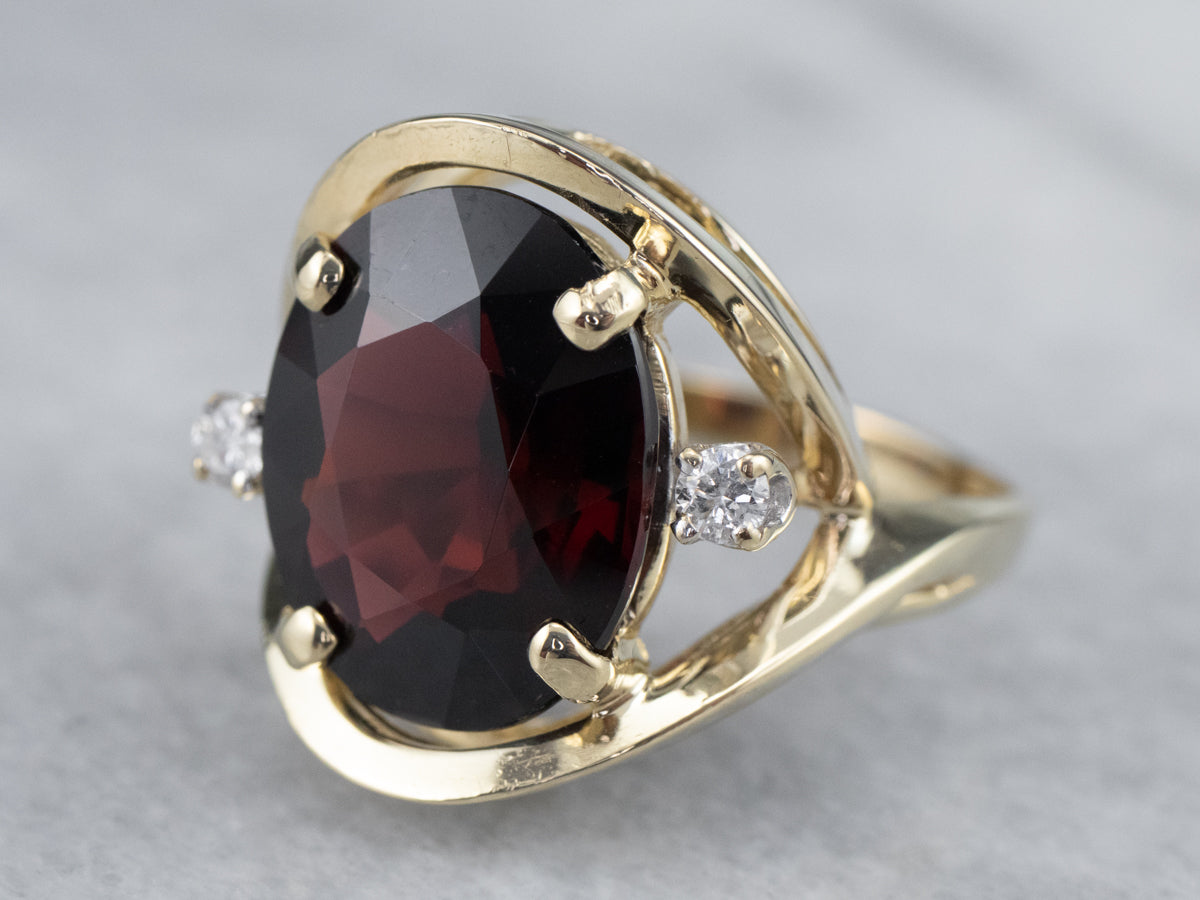 Gold Garnet and Diamond Cocktail Ring