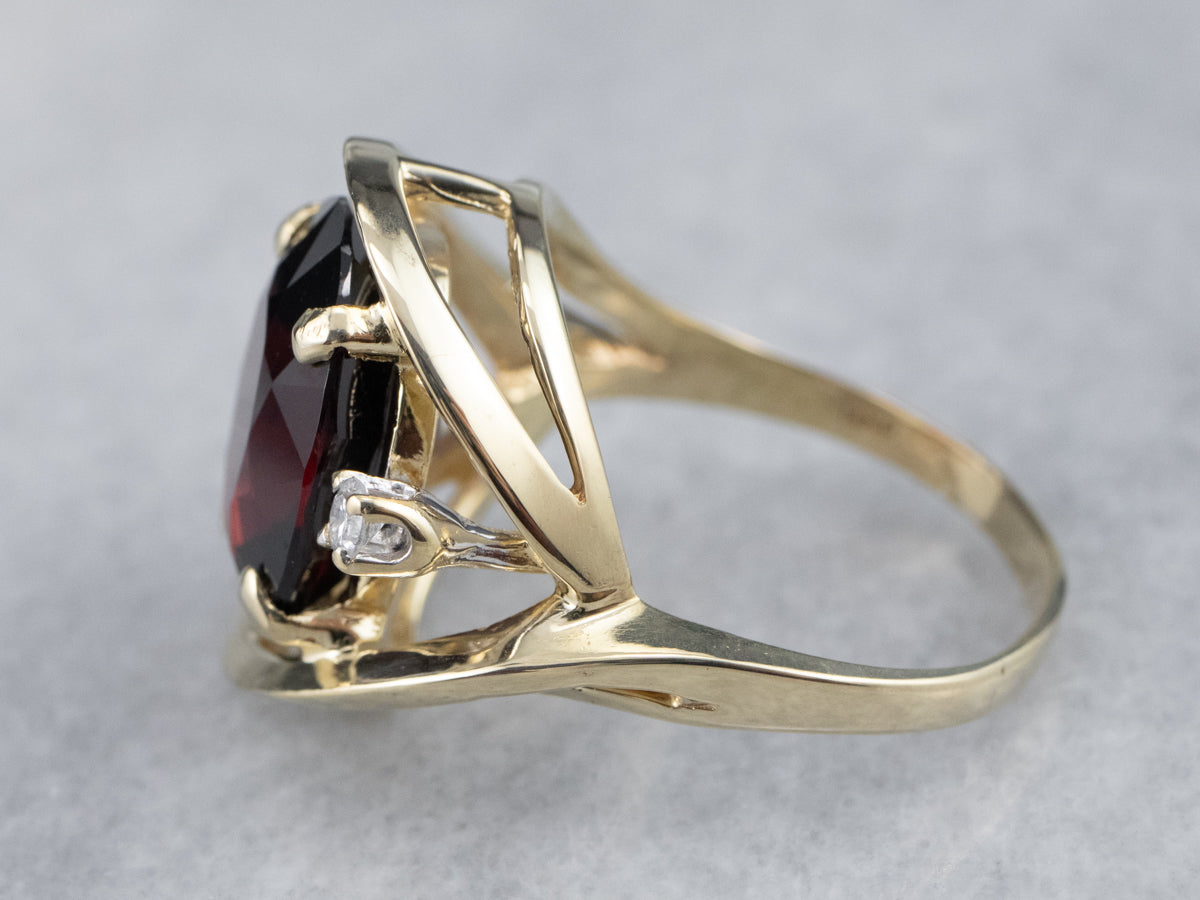 Gold Garnet and Diamond Cocktail Ring