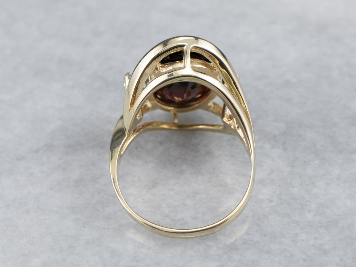 Gold Garnet and Diamond Cocktail Ring