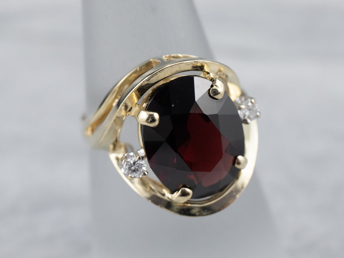 Gold Garnet and Diamond Cocktail Ring