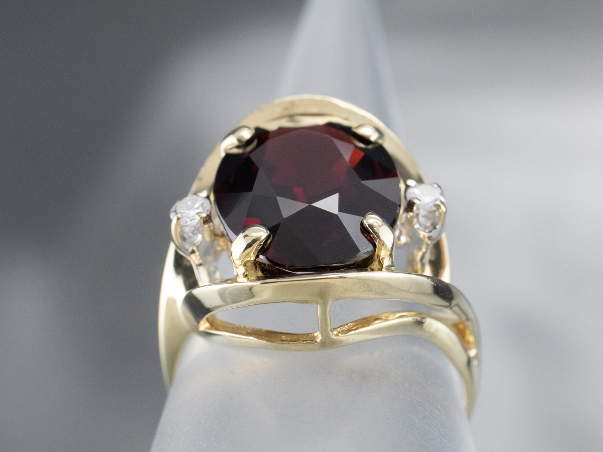 Gold Garnet and Diamond Cocktail Ring