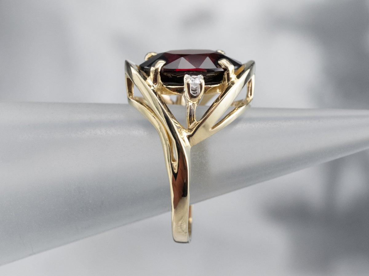 Gold Garnet and Diamond Cocktail Ring