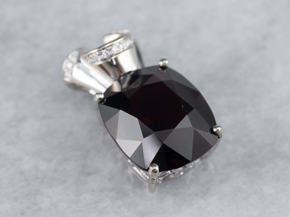 Modern Garnet and Diamond Pendant