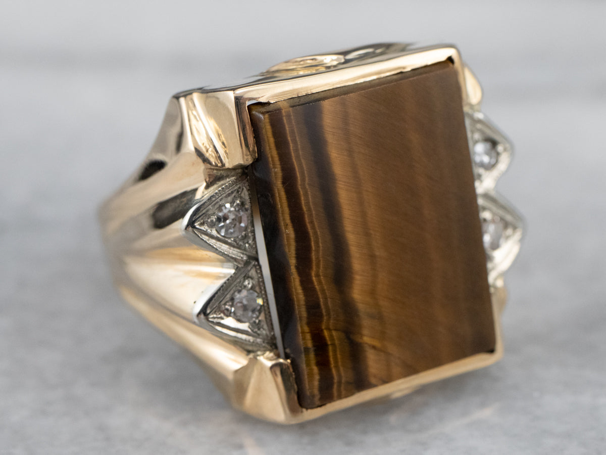 Men&#39;s Mid Century Tiger&#39;s Eye Ring