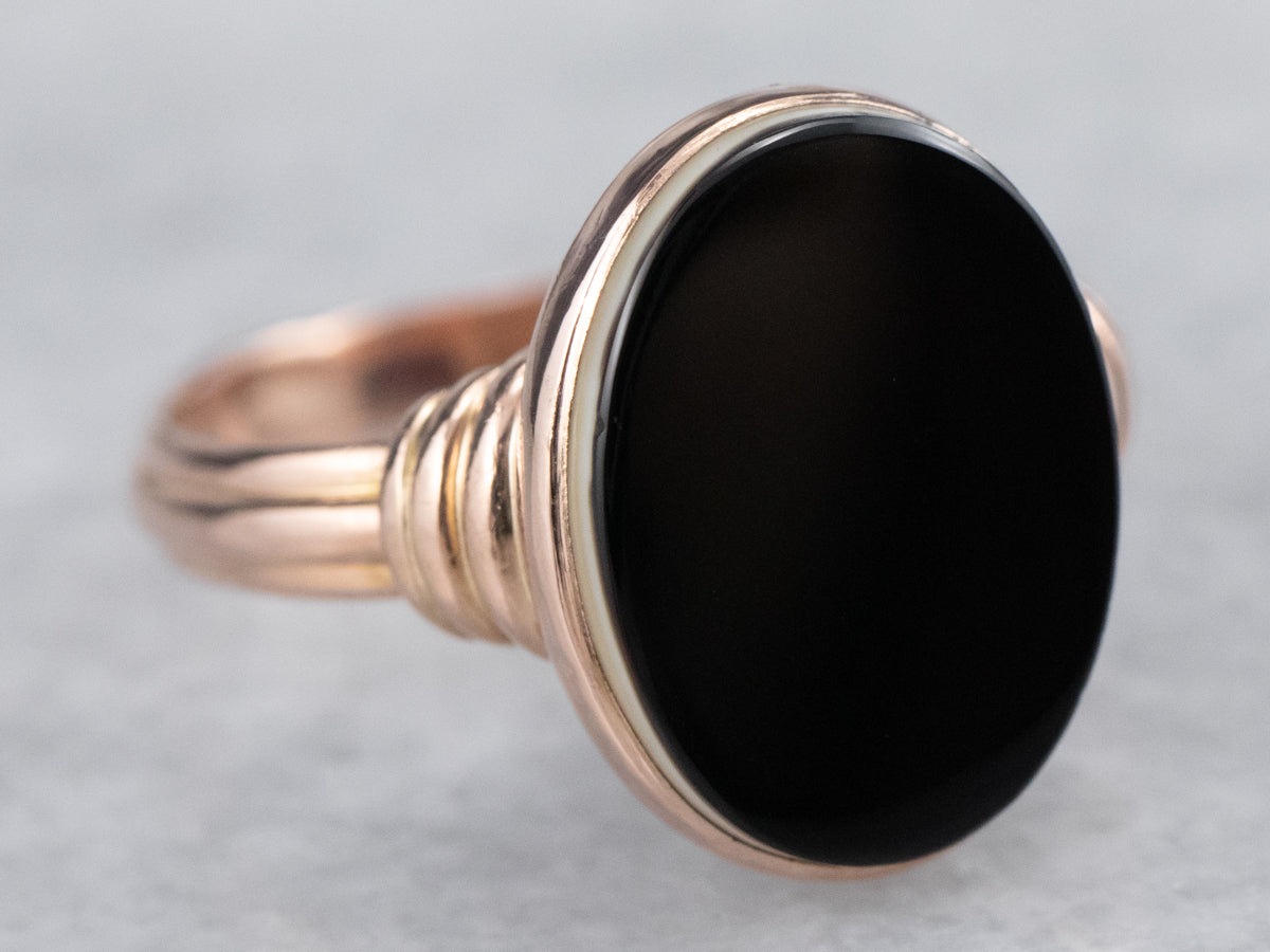 Black Onyx and Rose Gold Ring