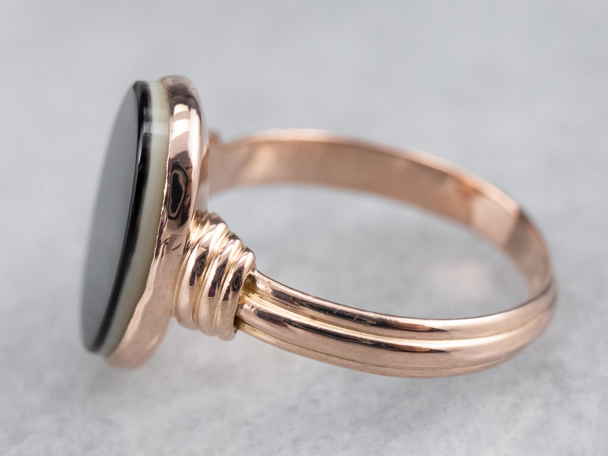 Black Onyx and Rose Gold Ring