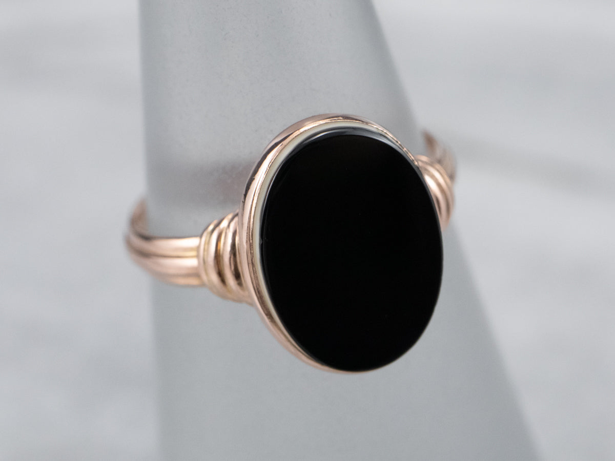 Black Onyx and Rose Gold Ring