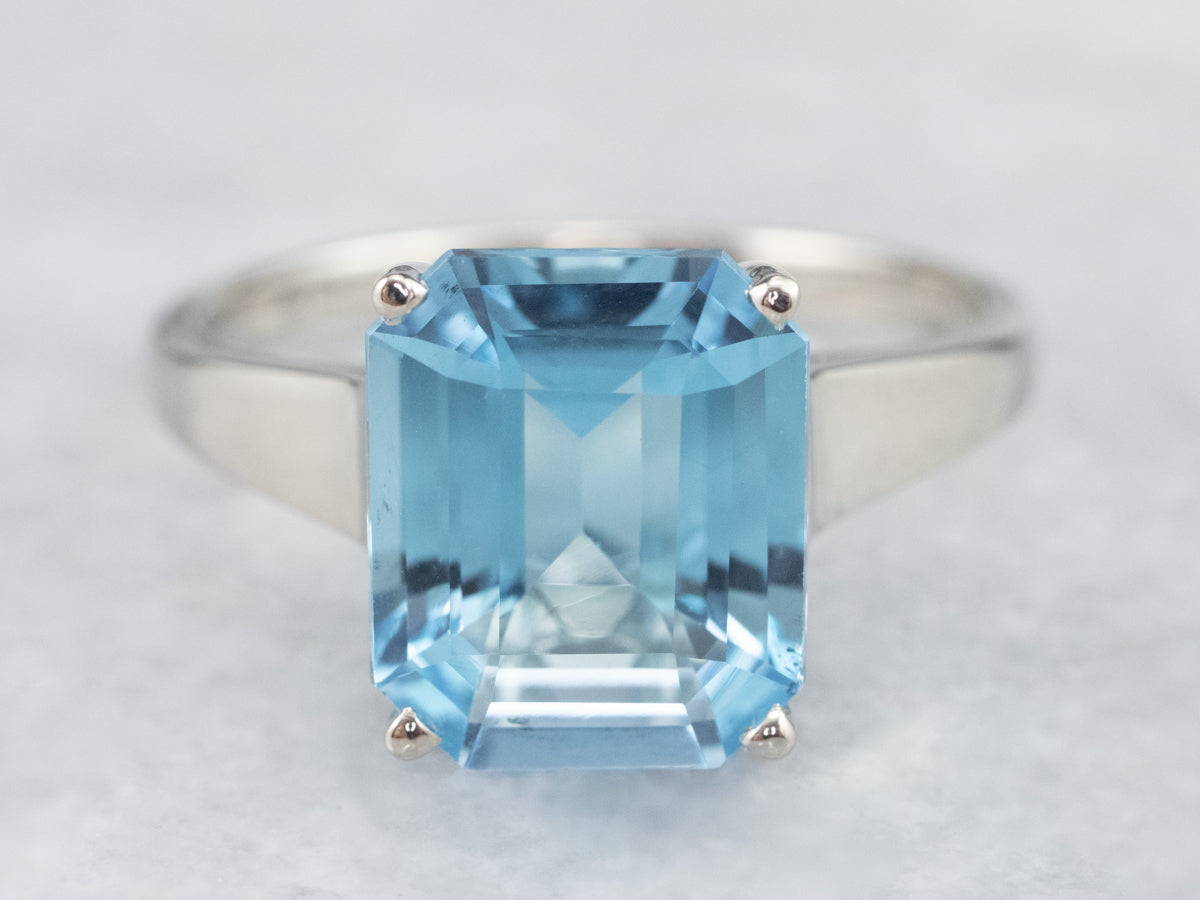 White Gold Blue Topaz Cocktail Ring