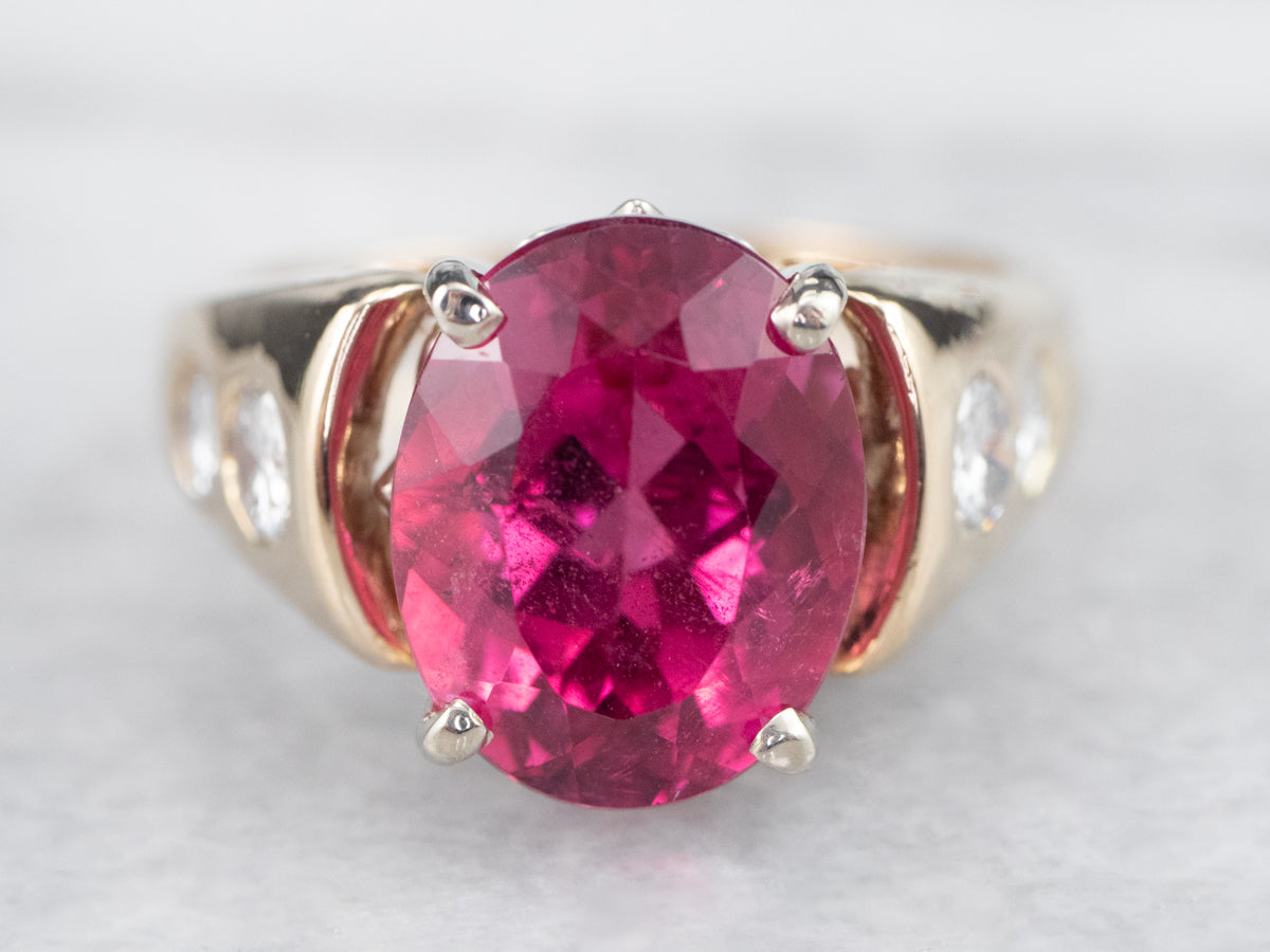 Rubellite Tourmaline and Diamond Cocktail Ring