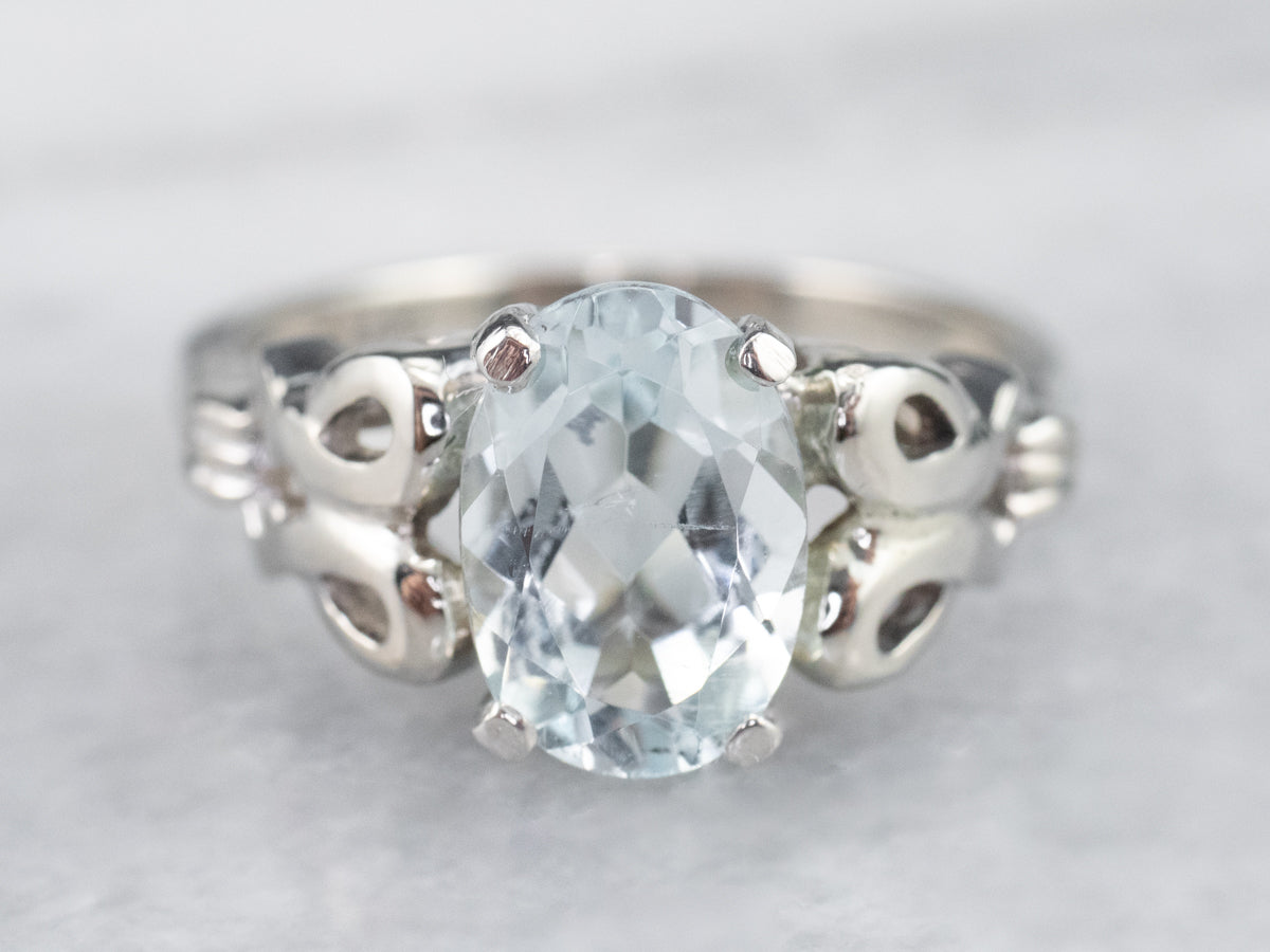 Aquamarine White Gold Solitaire Ring