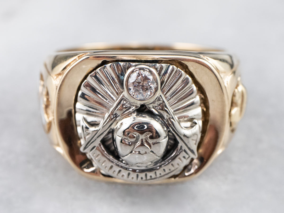 Men&#39;s Bold Diamond Masonic Ring