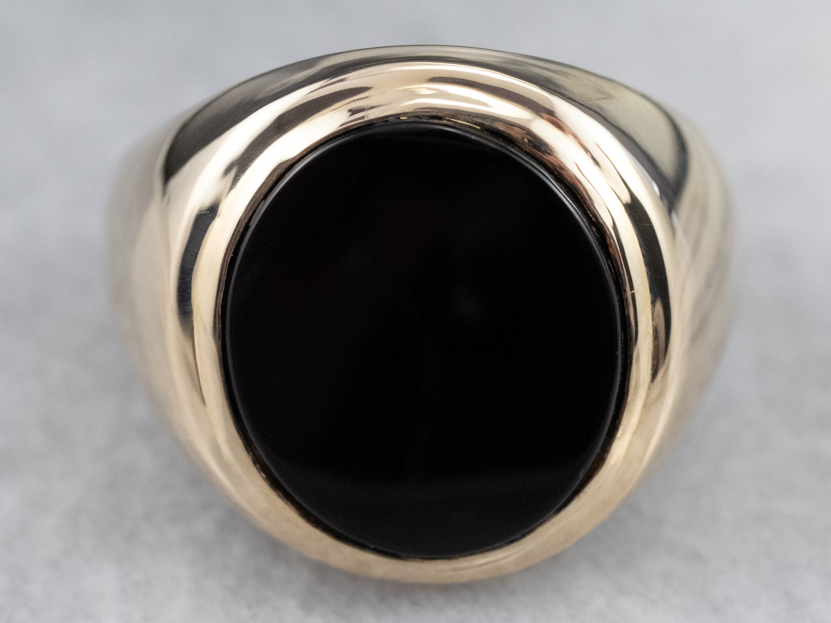 Men&#39;s Vintage Onyx and Gold Ring