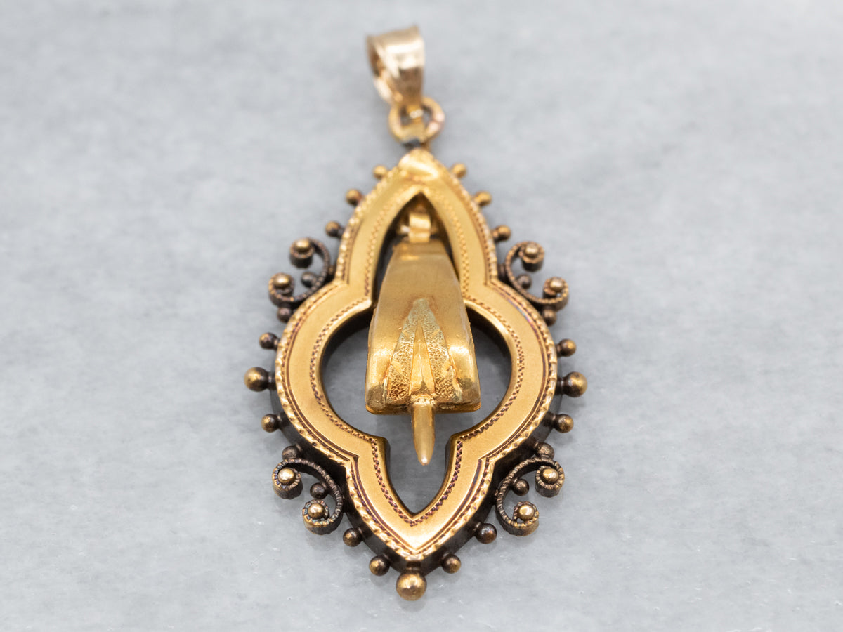 14K Yellow Gold Antique Ornate Filigree Pendant